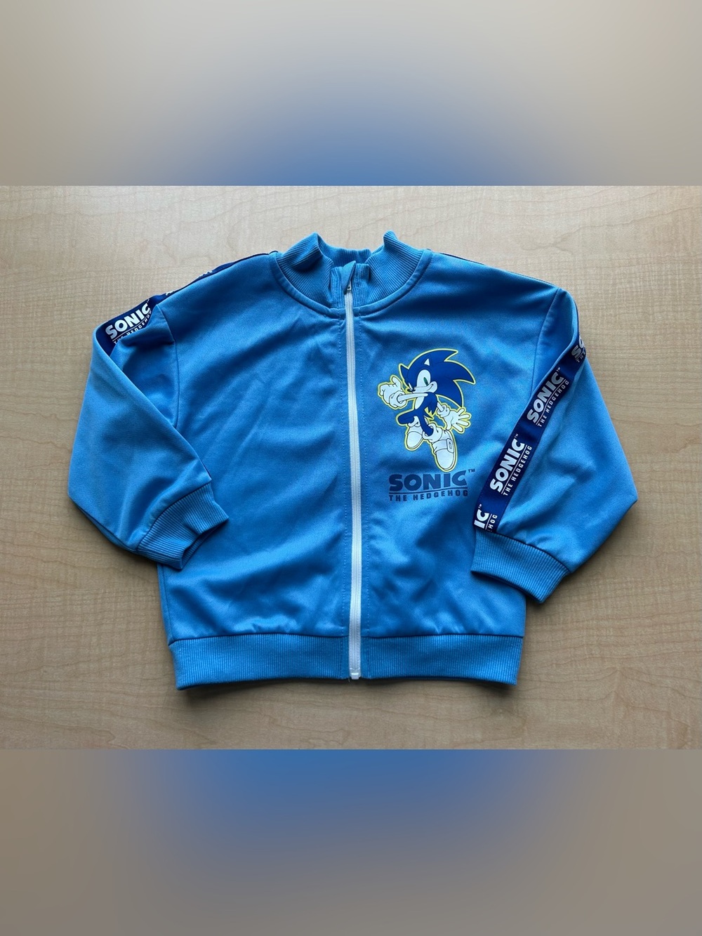 Sonic The Hedgehog Kid's Blue Zip Up Track Jacket Varsity Style H&M 3T